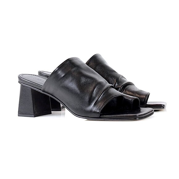Notabene Copenhagen ‘Ariana II’ Black Square Toe Mule Sandal - Picture 1 of 11